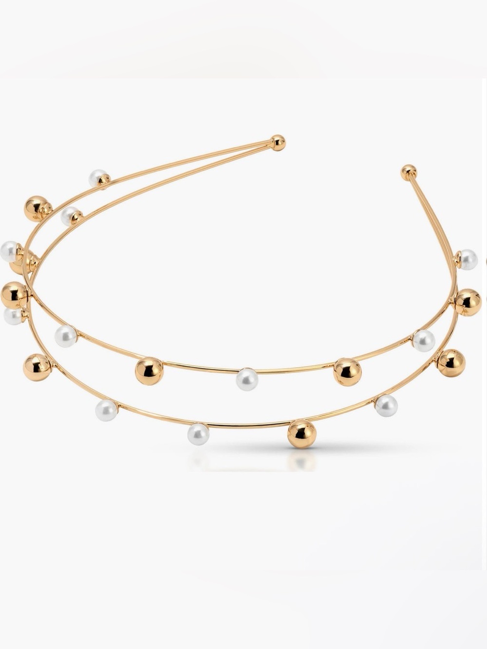 ettika Gold and Pearl Double Wire Headband